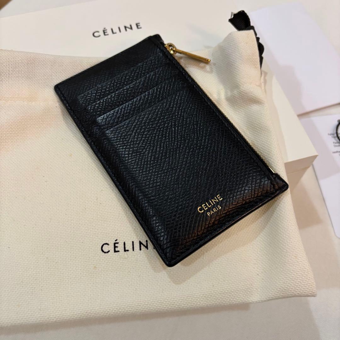 小物 CELINE Zipped Compact Card Holder Black
