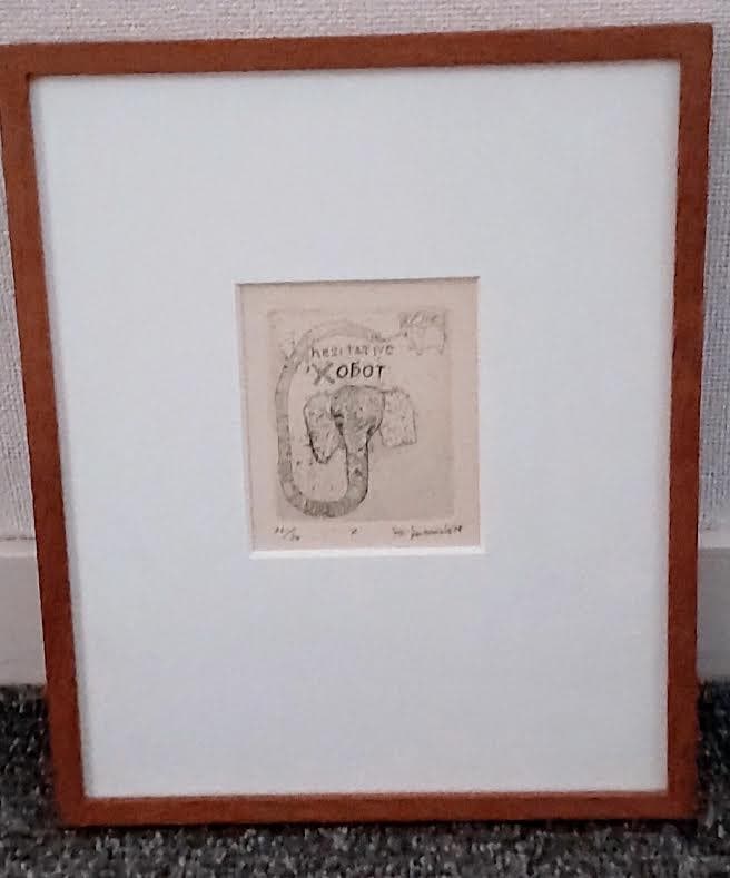 山本容子 版画「象の長鼻は臆病な探検家」1988