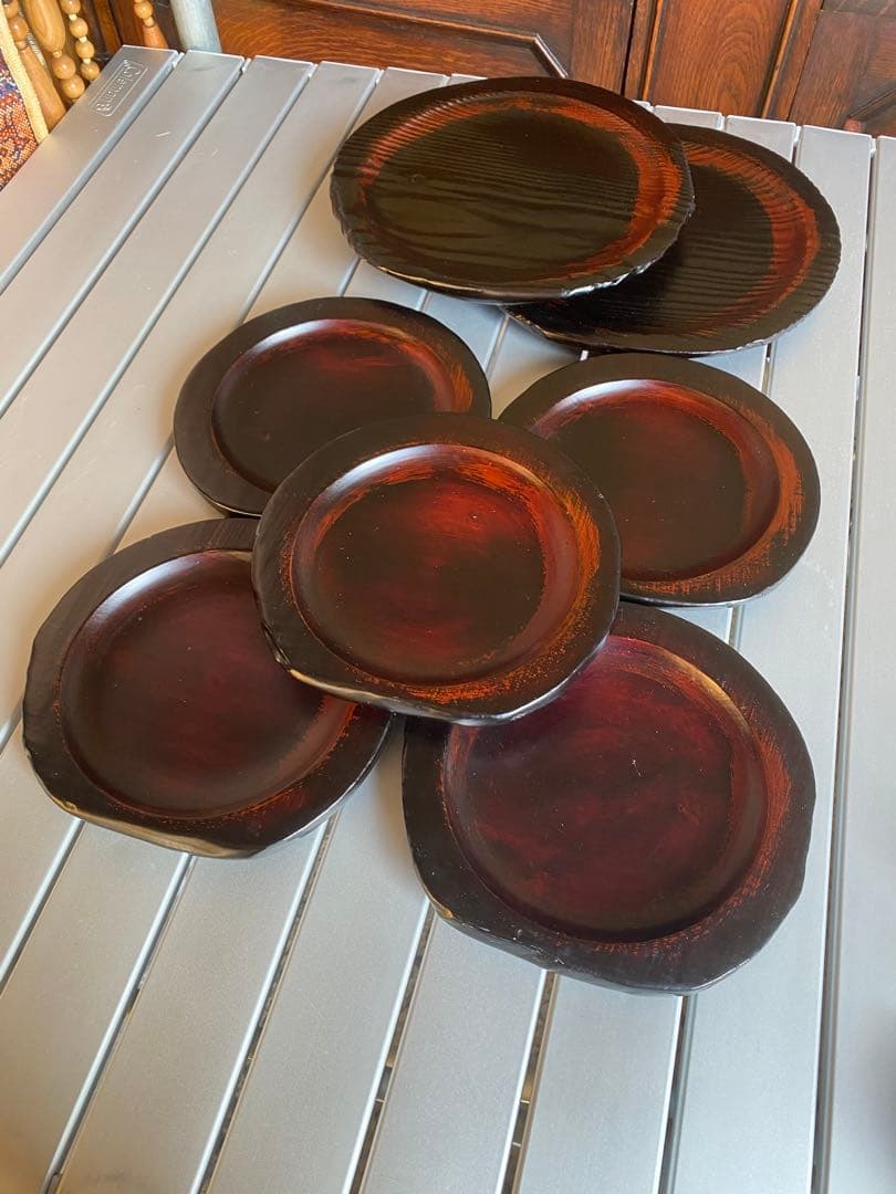 垣内幸彦　康子　銘々皿　漆器　木製皿　和風　伝統工芸　輪島塗　有名作家　中塗漆