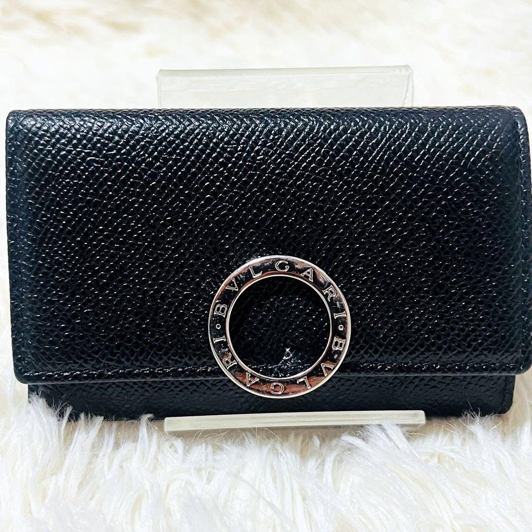 ✨極美品✨ BVLGARI キーケース レザー 6連 キーリング ブラック 男女