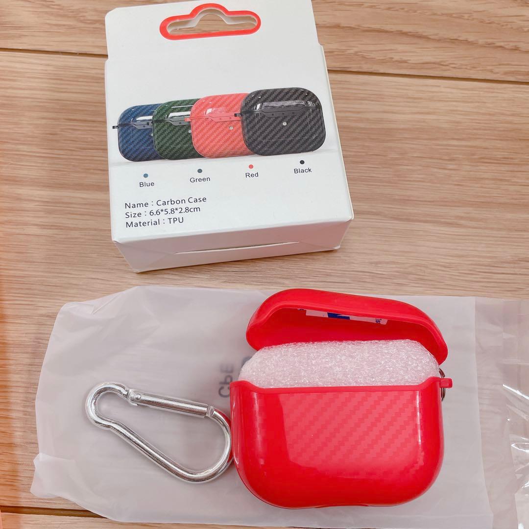 未使用　AirPods 3 専用ケース カラビナ付き　赤　レッド　ケース