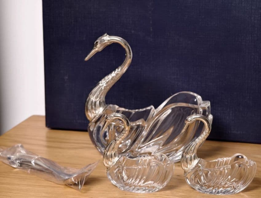 ガラス製 白鳥の形状 3点セット