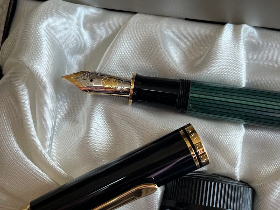 ペリカン スーベレーン M1000 F 細字 18C-750 緑縞 インクセット