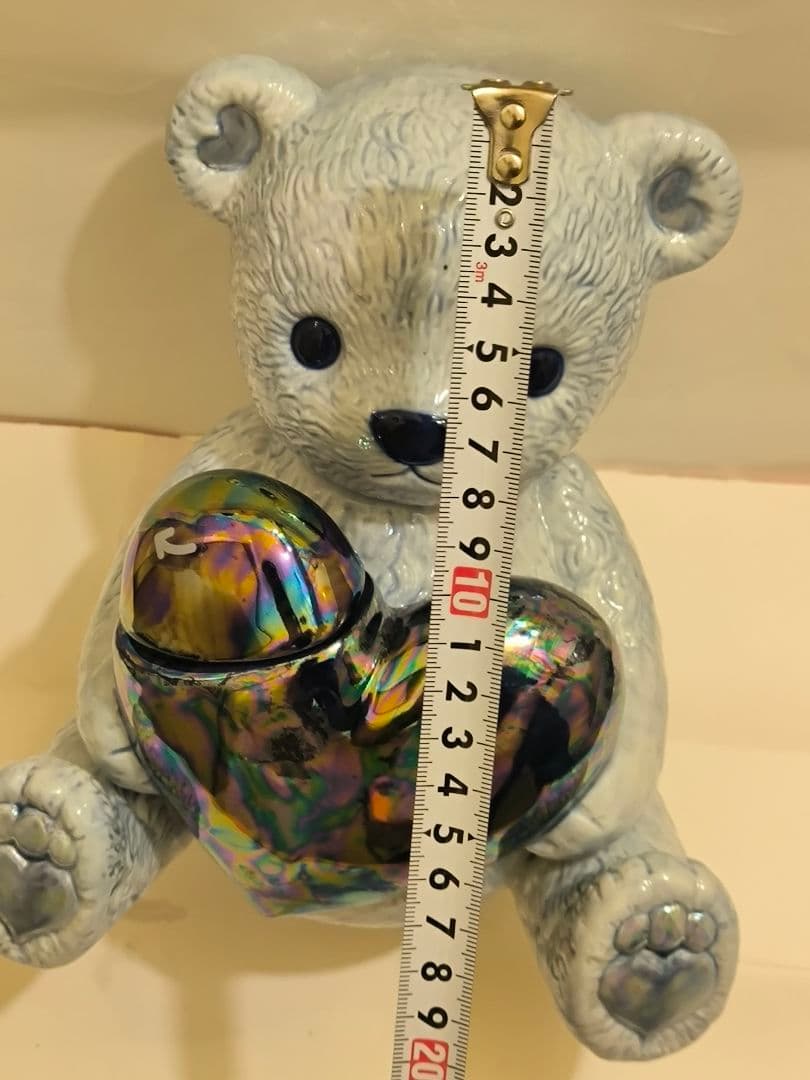 ハート型ガラスボトル 青と銀のクリスタル装飾