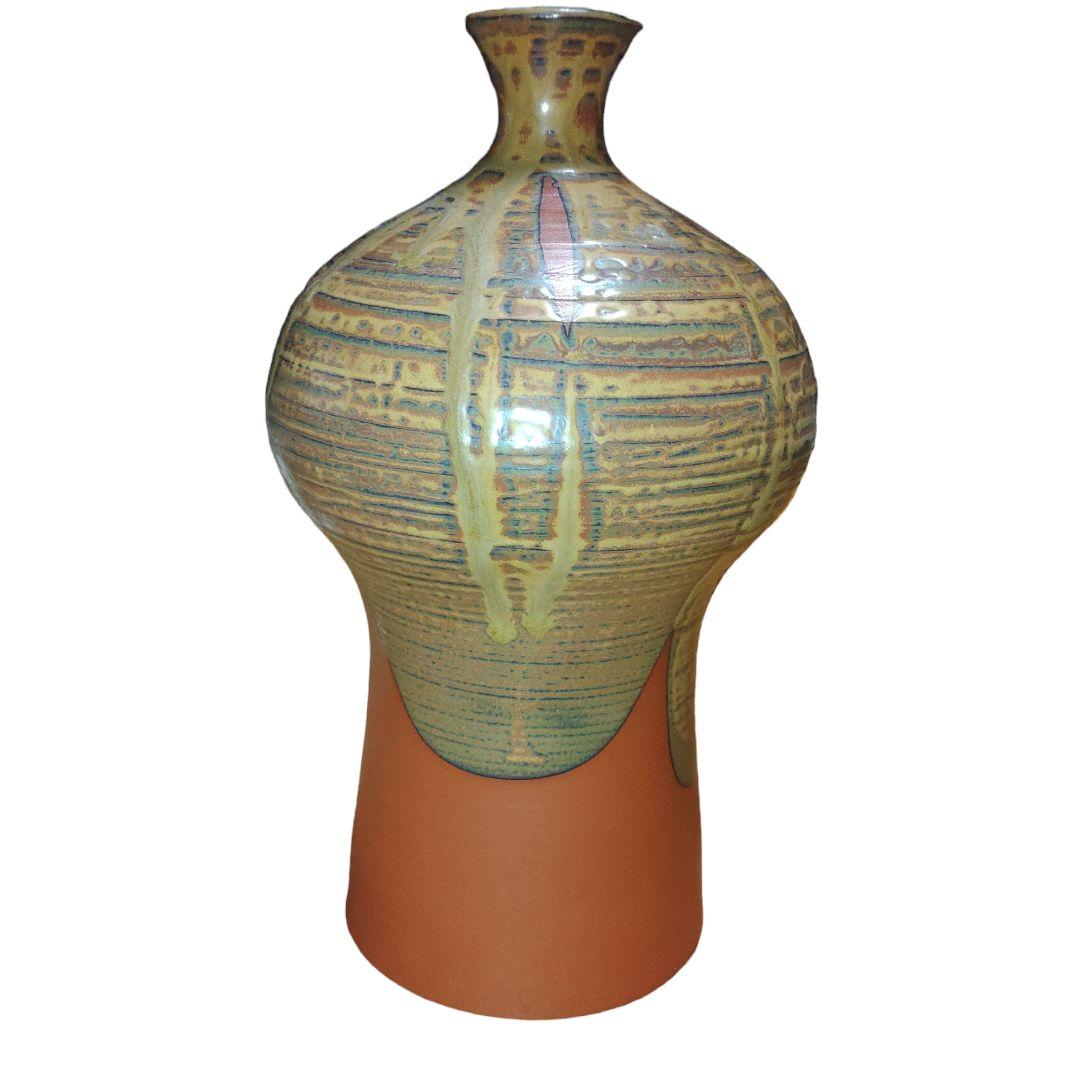 佐渡無名異焼　佐州窯　渡辺陶三　瓶子　高さ28cm