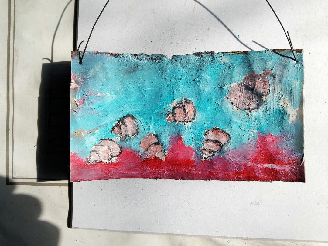 油彩画 貝殻のモチーフ