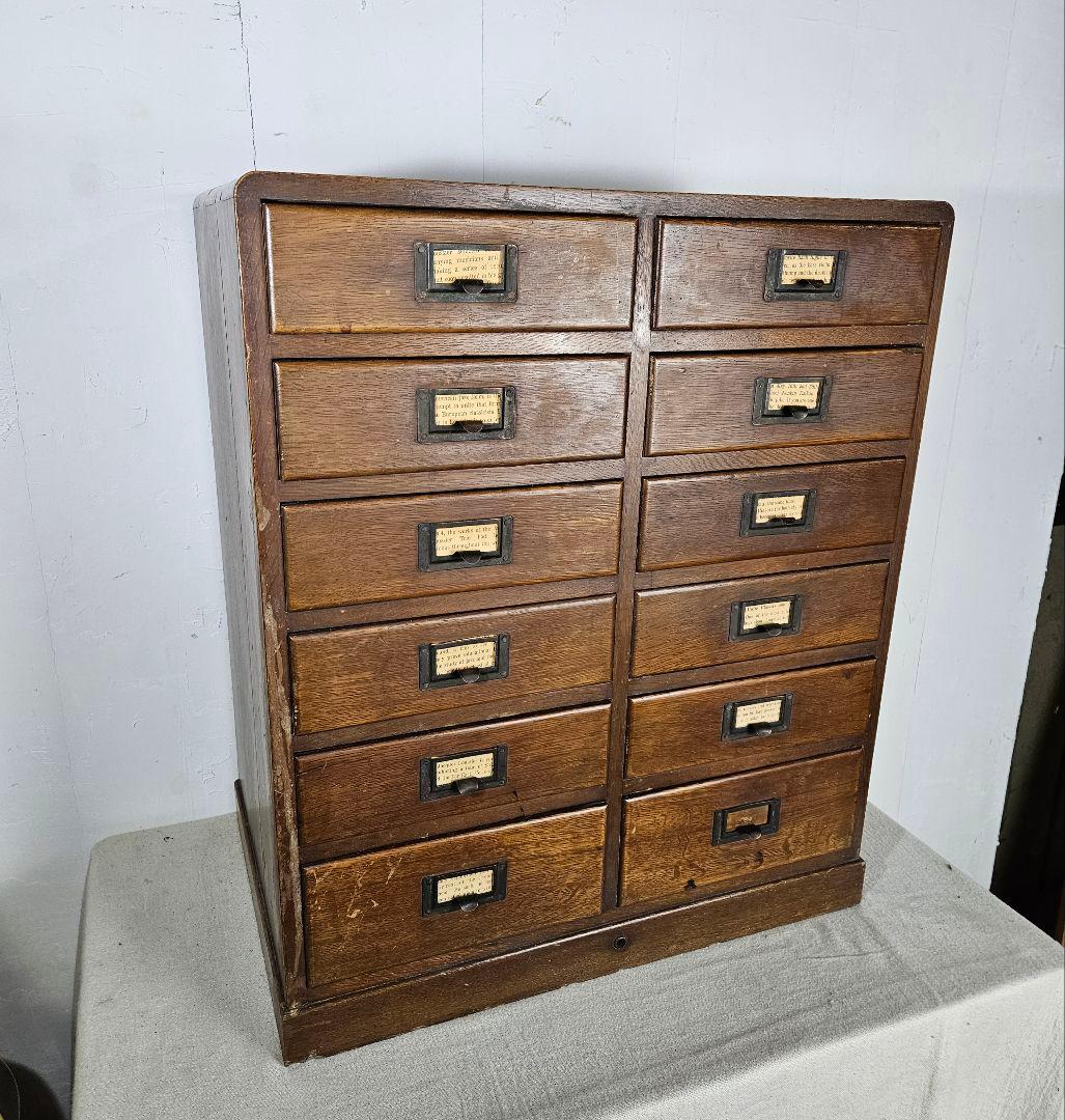 USアンティーク 古い小引出し 12杯 木製 オーク材 古家具 ドロワー