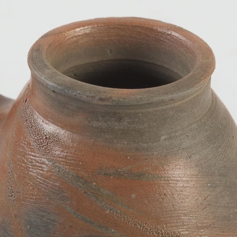 茶道具　備前焼　古備前　火襷　水滴　茶入　袱紗付　共箱二重箱　V　9374