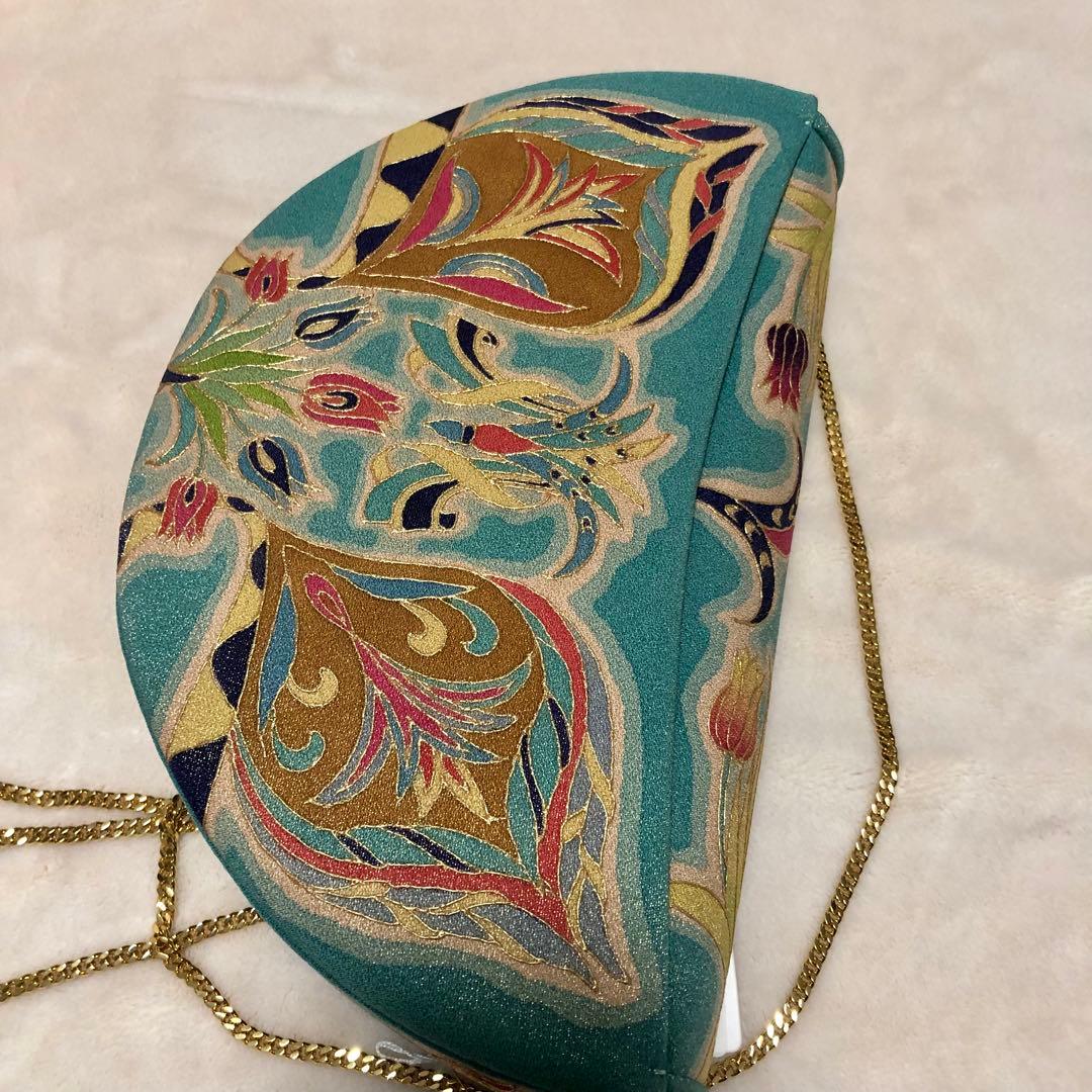 希少　岡重謹製 OKAJIMA 京友禅 金彩 唐花 葡萄唐草 正絹　シルク