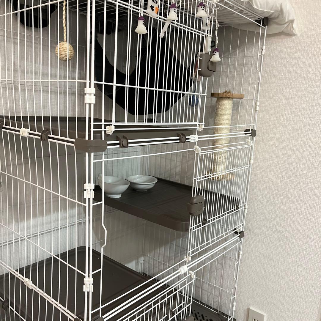 キャットケージ 3段 ホワイト グレー