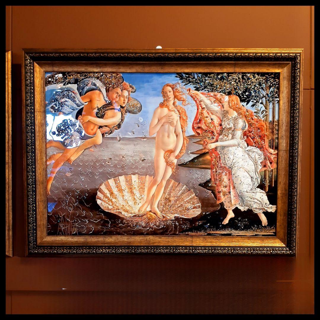 輸入雑貨　天然水晶石　ボッティチェリ作　『ヴィーナス誕生』　クリスタルアート