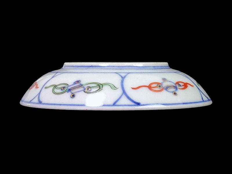 大聖寺伊万里　染錦　割絵　菊に笹の図　４寸皿　５枚　1592AS-DAc