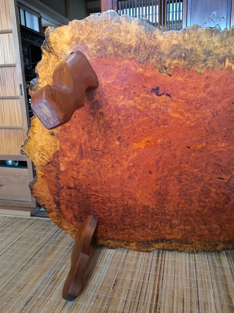 希少　花梨無垢材　一枚板　高級テーブル　美品　昭和レトロ　アンティーク