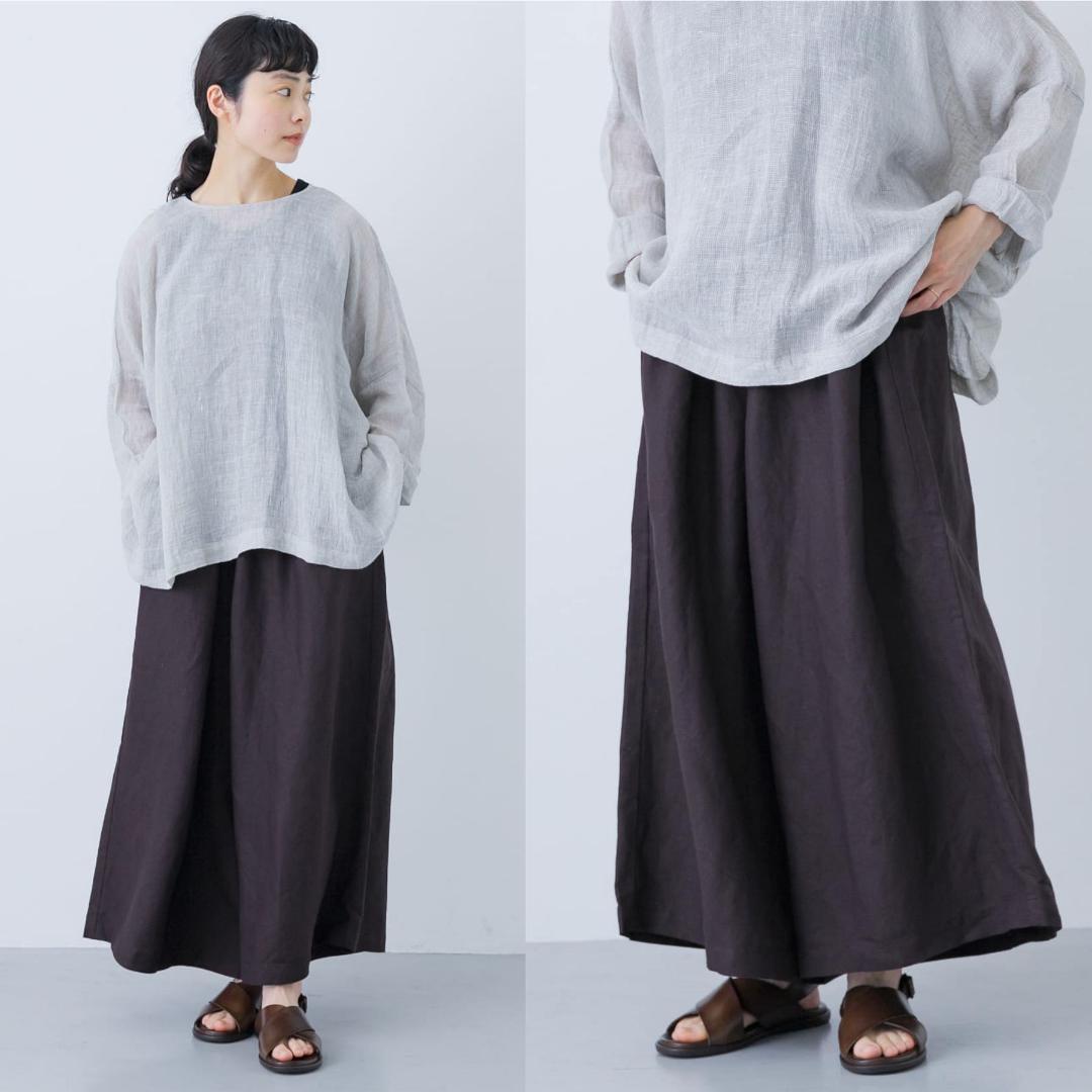 2025 春夏新作 かぐれ kagure リネンレーヨンワイドギャザーパンツ＊C