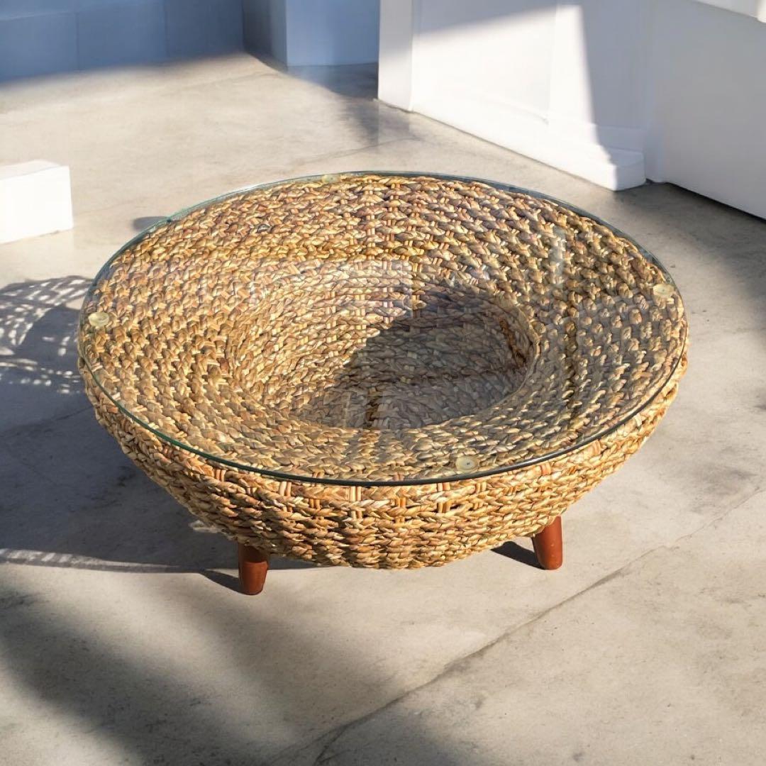 リビングテーブル　丸テーブル　完売品！アジアン！ラタンウォーターヒヤシンス！