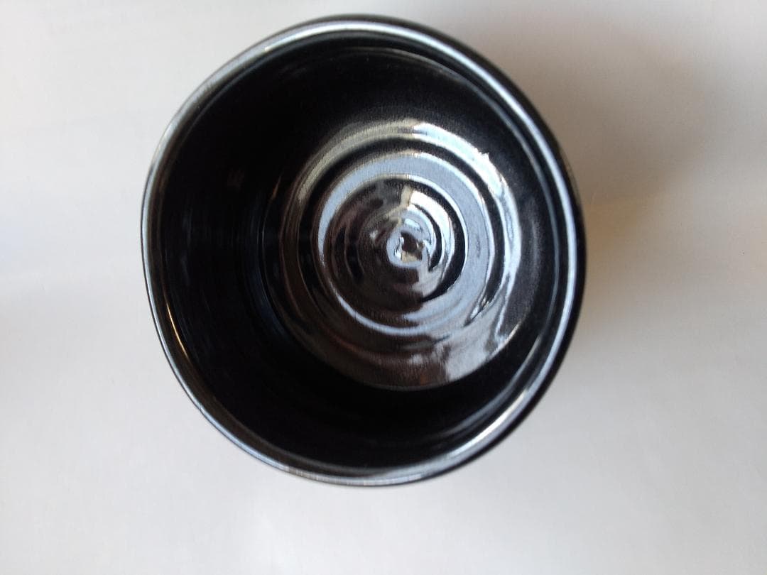 渋沢三久 作 黒釉 茶碗 共箱 共布 茶道具 茶器 抹茶碗 新品 未使用 保管品