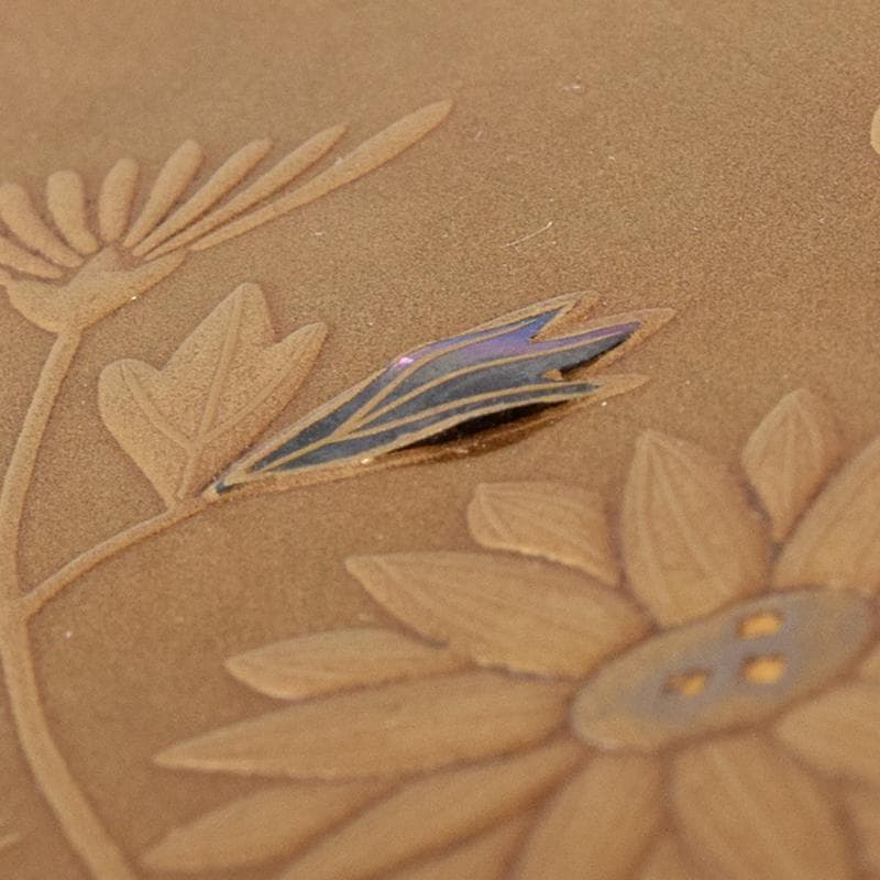 茶道具　金地　花蒔絵　螺鈿装飾　内梨地　香合　合わせ箱付　D　R9492