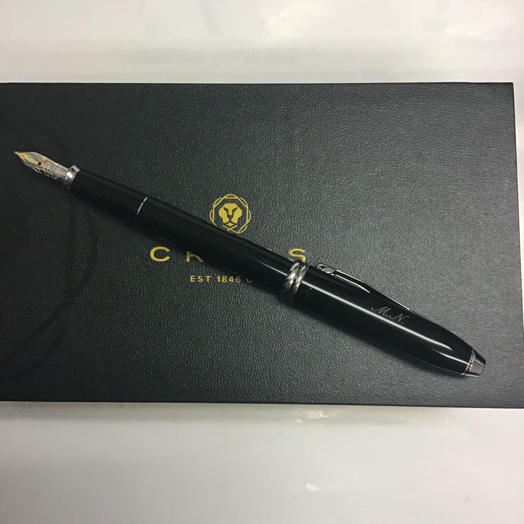 CROSS クロス　タウンゼントブラックラッカー　18金ペンM万年筆　ネーム入