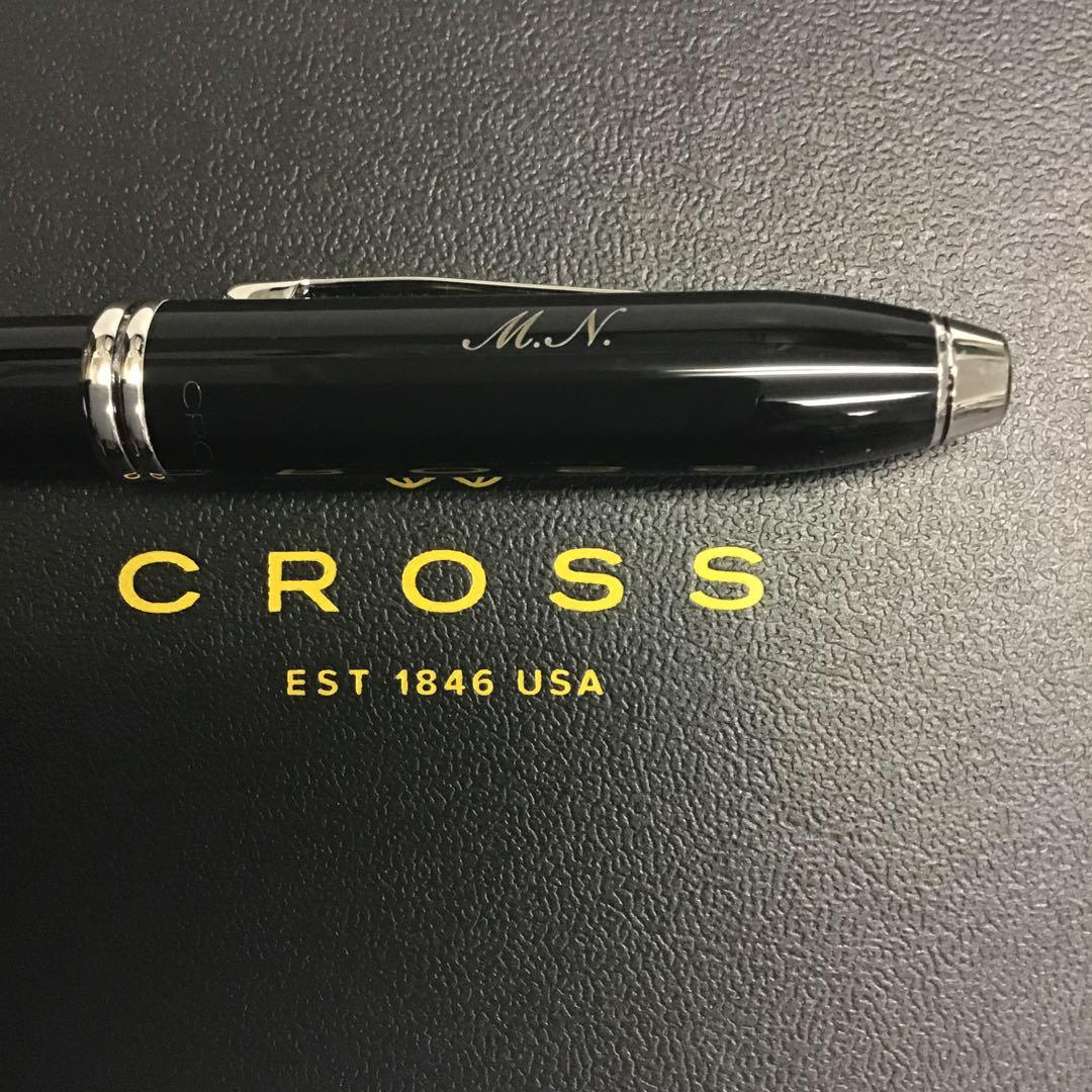 CROSS クロス　タウンゼントブラックラッカー　18金ペンM万年筆　ネーム入