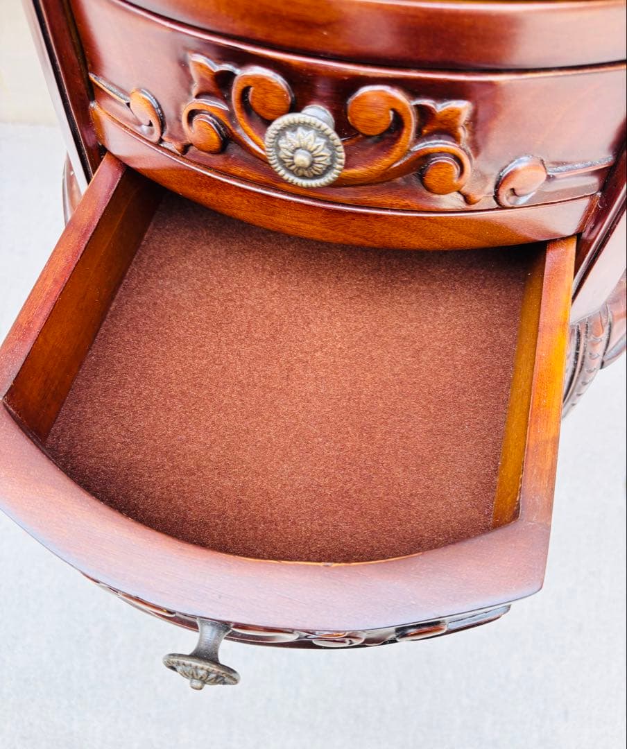 コモ アンティーク調 ラウンドチェスト3段チェスト 猫脚 収納