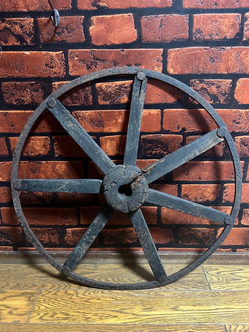 車輪 58cm 特大 木/鉄製 アンティーク ガーデニング 雑貨