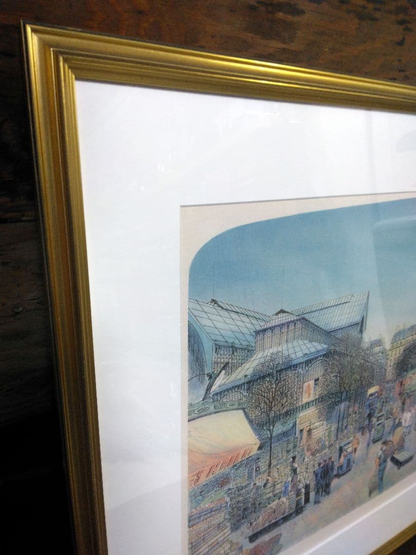 リトグラフ　ロルフ・ラフルスキー　「レ・アレ市場」　フランス　直筆サイン　限定