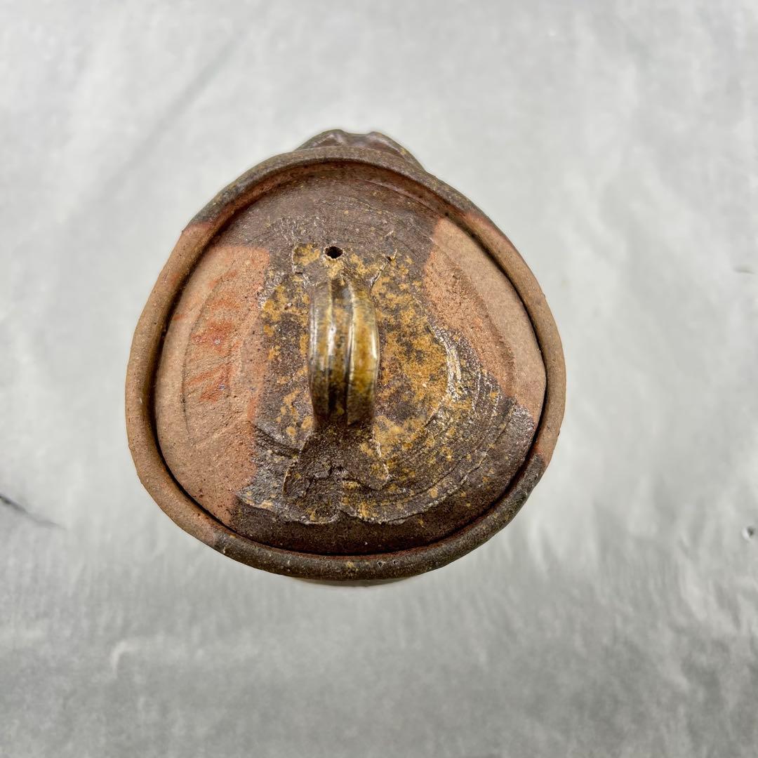 D佐藤苔助 備前焼宝瓶 三方手捻り人気作者 急須 共箱 共布 茶注 煎茶 茶道具