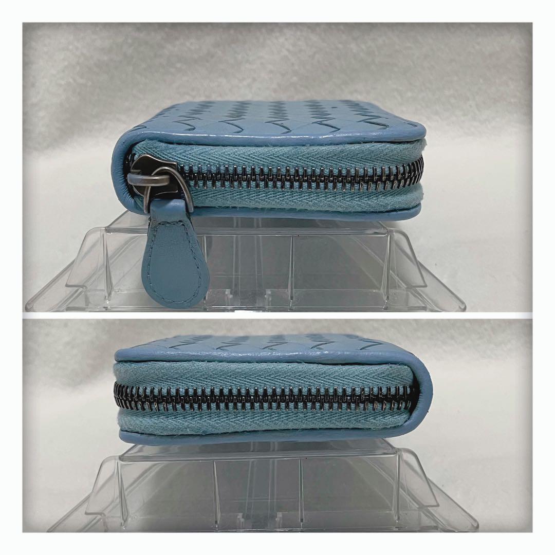 お値下げ‼️ 美品 ボッテガヴェネタ イントレチャート コンパクト 財布 ブルー系