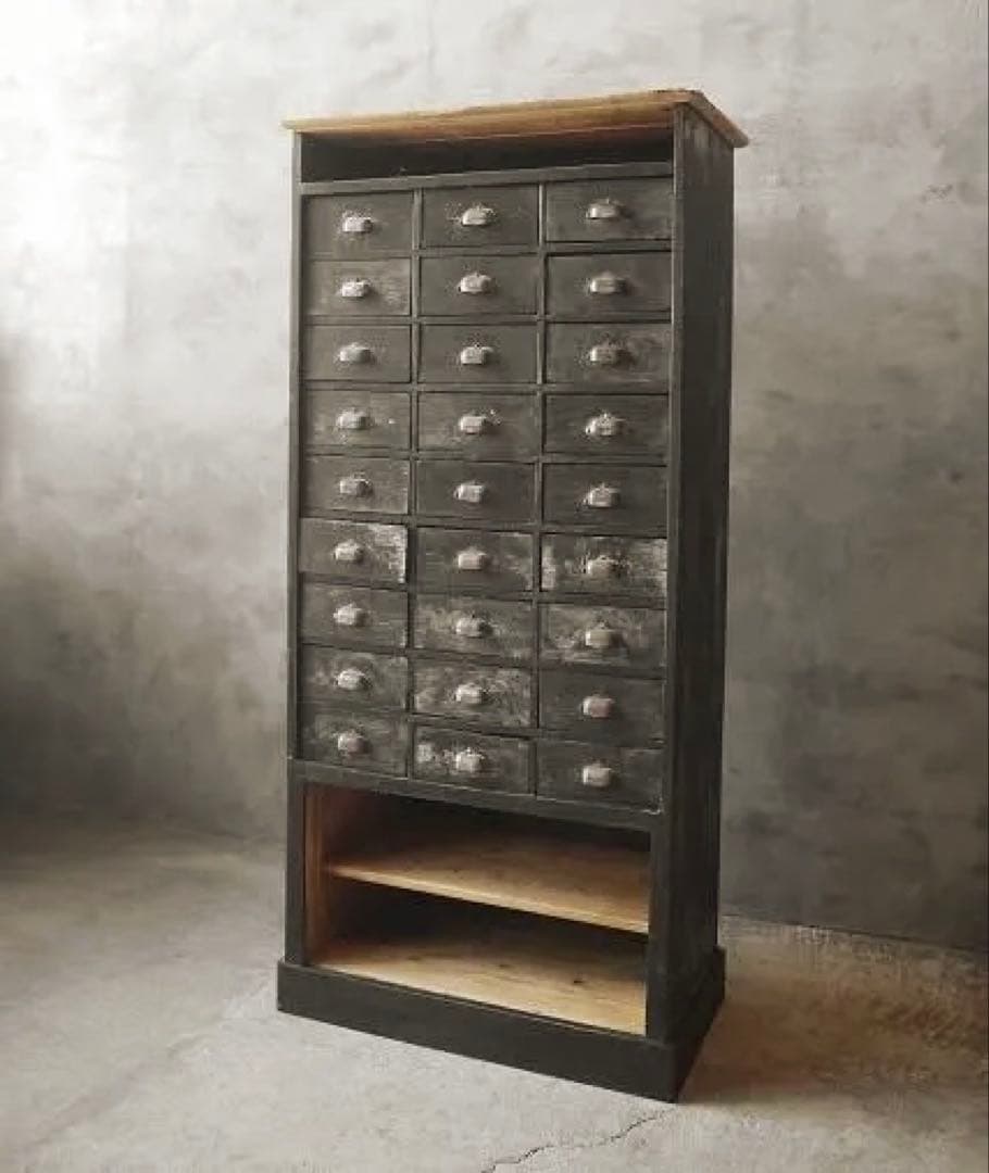 フランス アンティーク シェルフ ウッドラック キャビネット インダストリアル