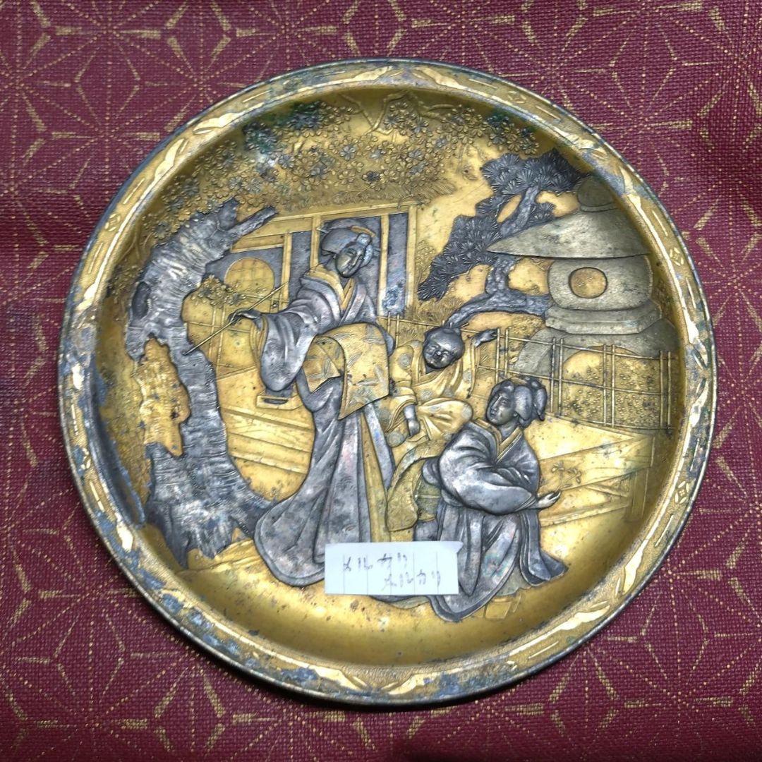 日本美術 金銀象嵌 江戸美人図