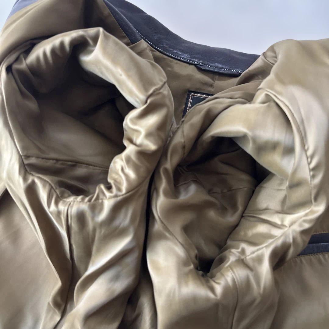 YJ125シングルライダースL　山羊革　黒　エポレット　裏地カーキ