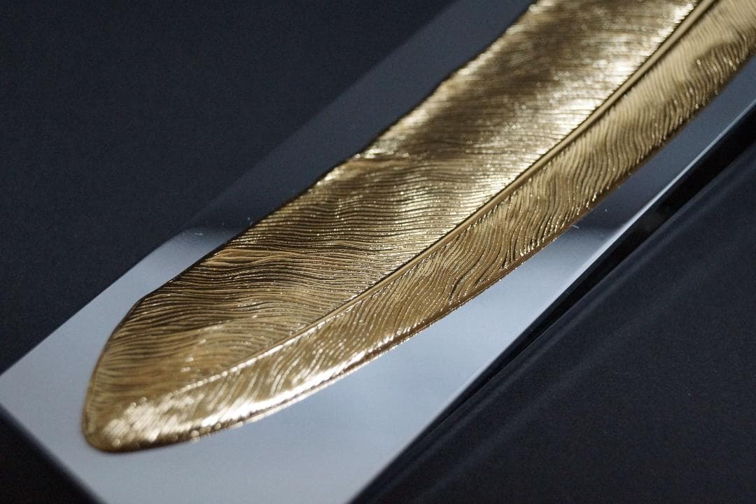 銀器 宮本商行シルバークリップ 羽フェザー ゴールド M.SILVER刻印