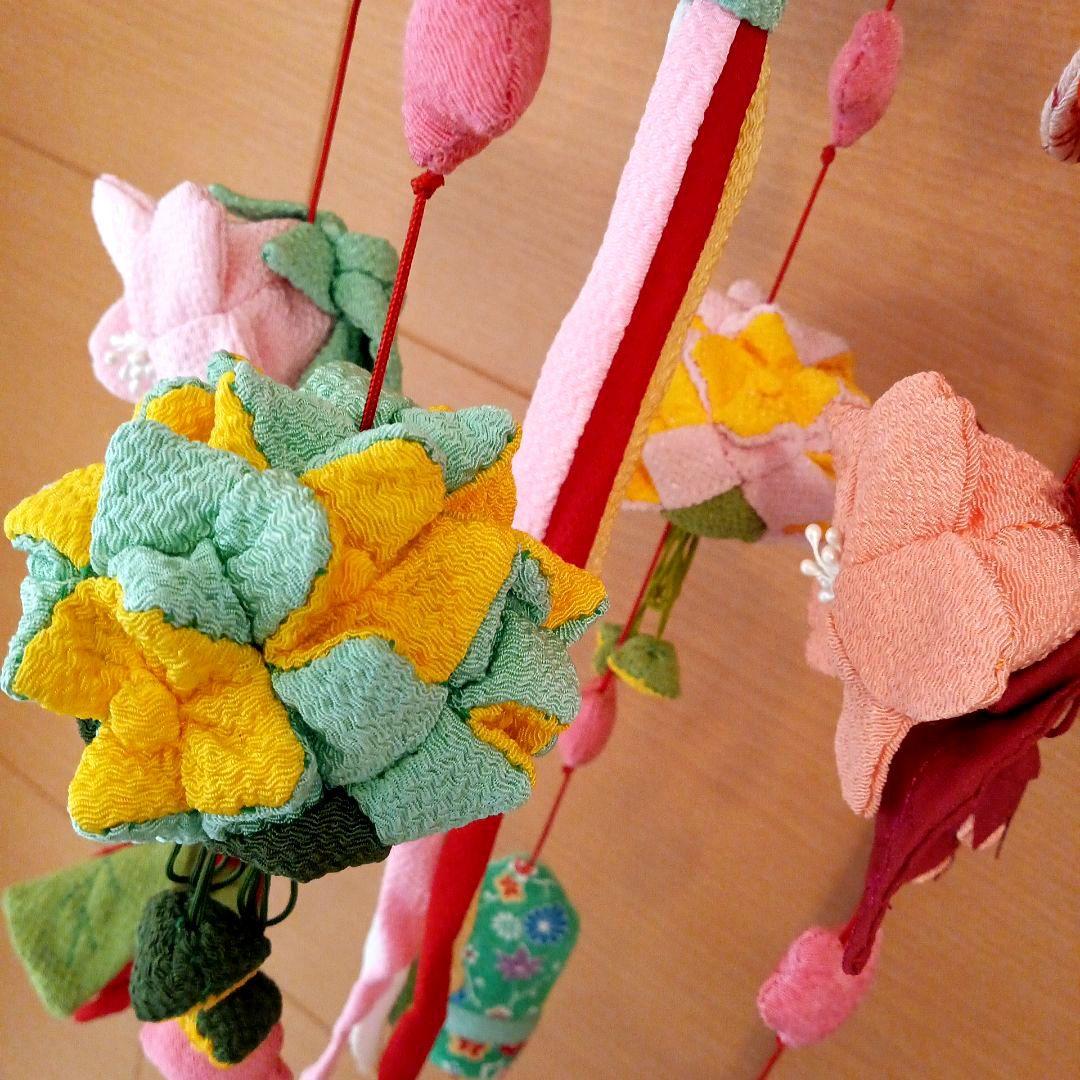ハンドメイド　全長65cm　吊るし飾り　ちりめん　着物　和布　さげもん　大振り