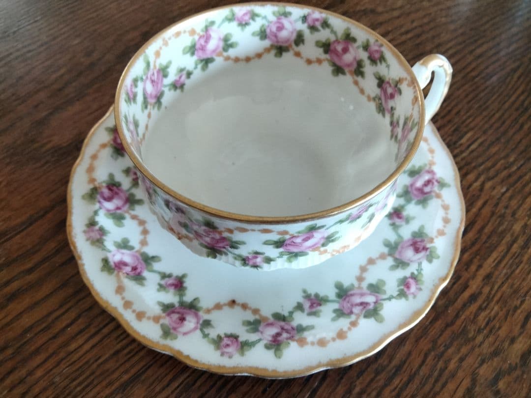 最終価格、オ−ルドリモージュカップアンドソーサ−ケーキ皿、、トリオ