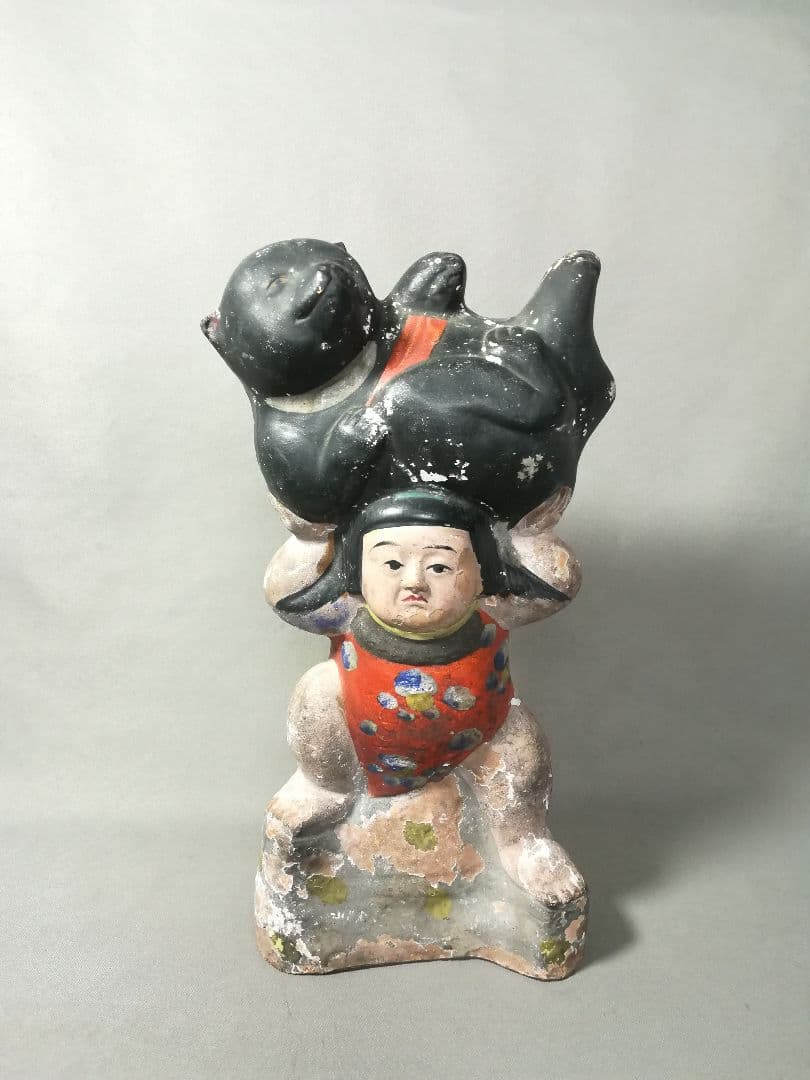 古い　土人形　金太郎　置物