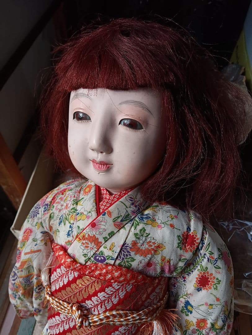 市松人形恐怖怪奇現象祟り供養魂入り昭和２０年〜３０年代後半頃身長７０センチ当時物