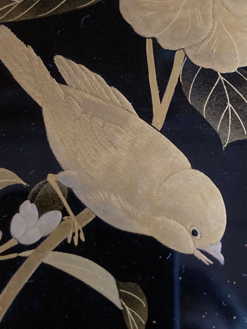 輪島塗　蒔絵　花鳥画