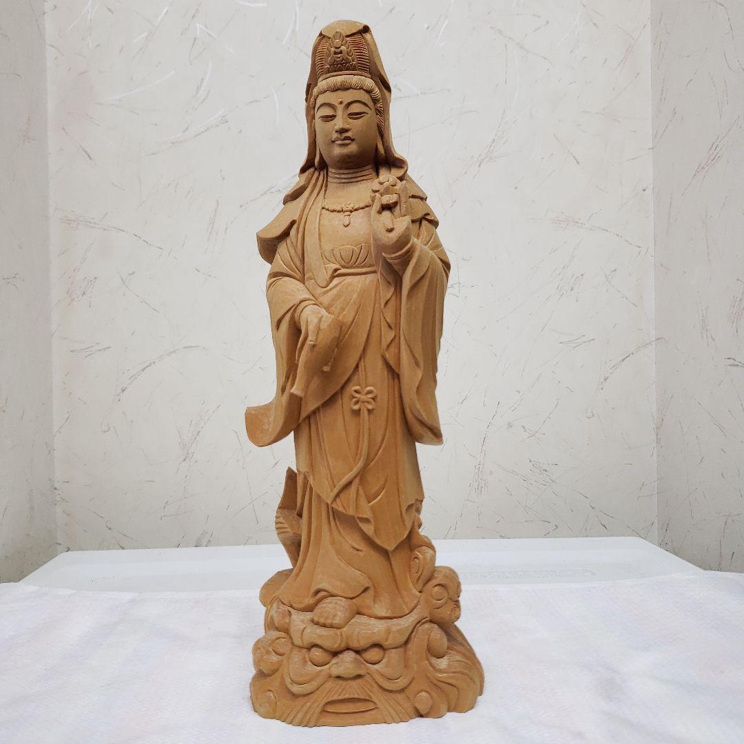Ｂフライデー　蔵出し特価仏像★桧材 滴水観音菩薩像★高さ：約30cm