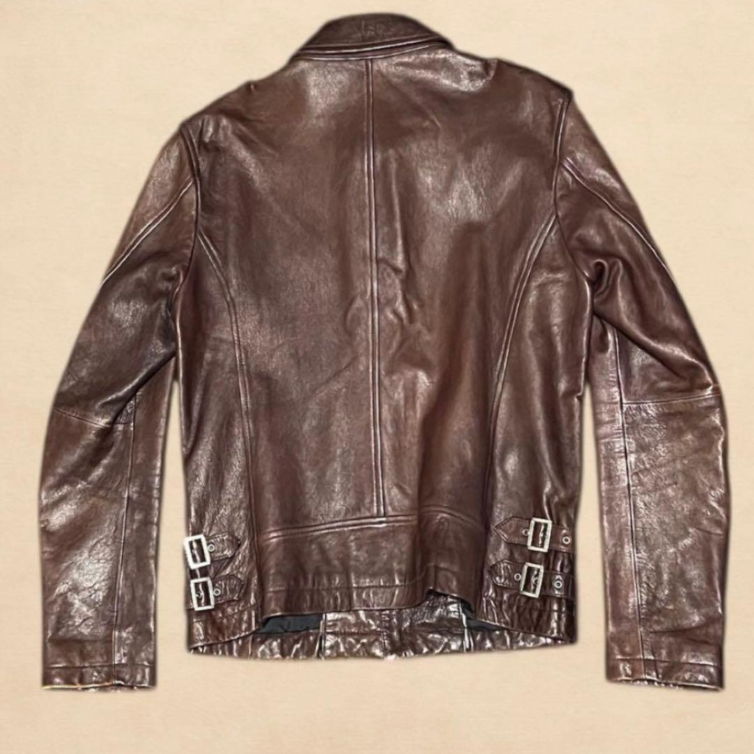 BURBERRY BLACK LABEL 羊革レザー ライダース M ブラウン