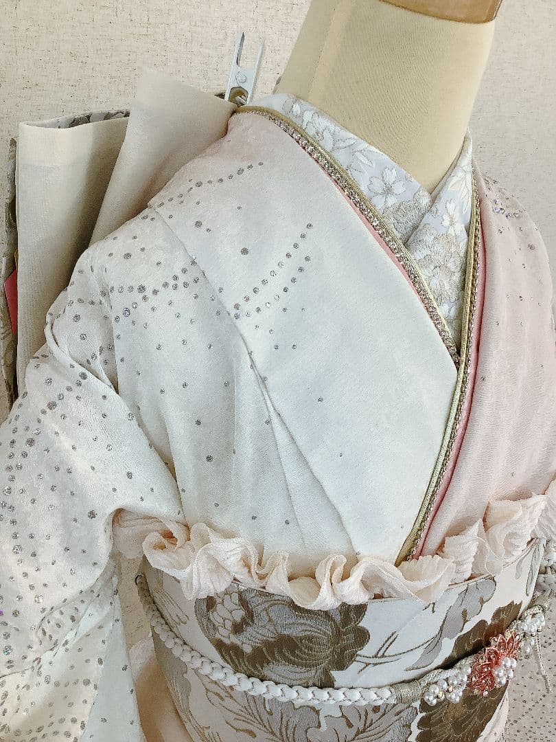 なつみみ　なつき振袖フルセット　ピンクと白　振袖フルセット