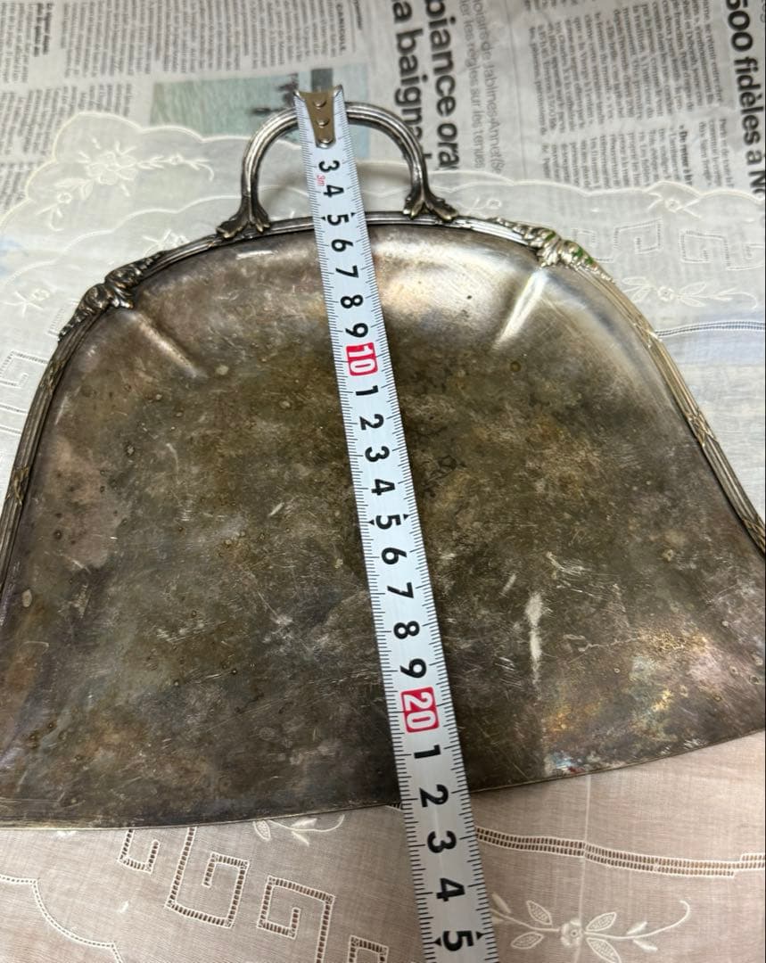 フランス　アンティーク ダストパン ブラシ　　ばら薔薇　シルバー　ちりとり　はけ