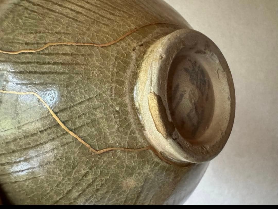 南宋時代同安窯　珠光青磁茶碗　古美術