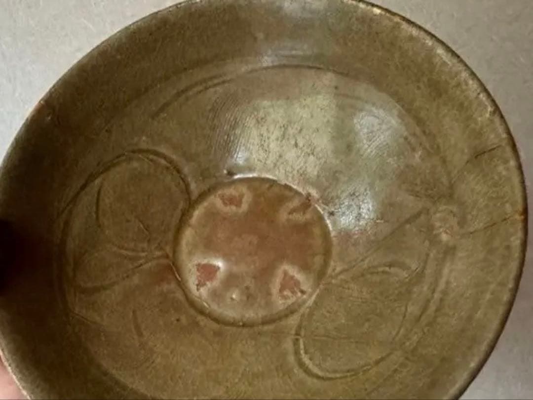 南宋時代同安窯　珠光青磁茶碗　古美術