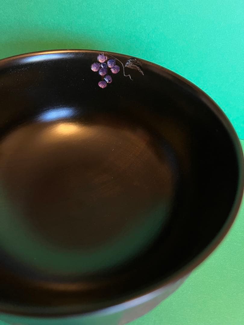 川添日記おおぶり椀　 草木彫漆器