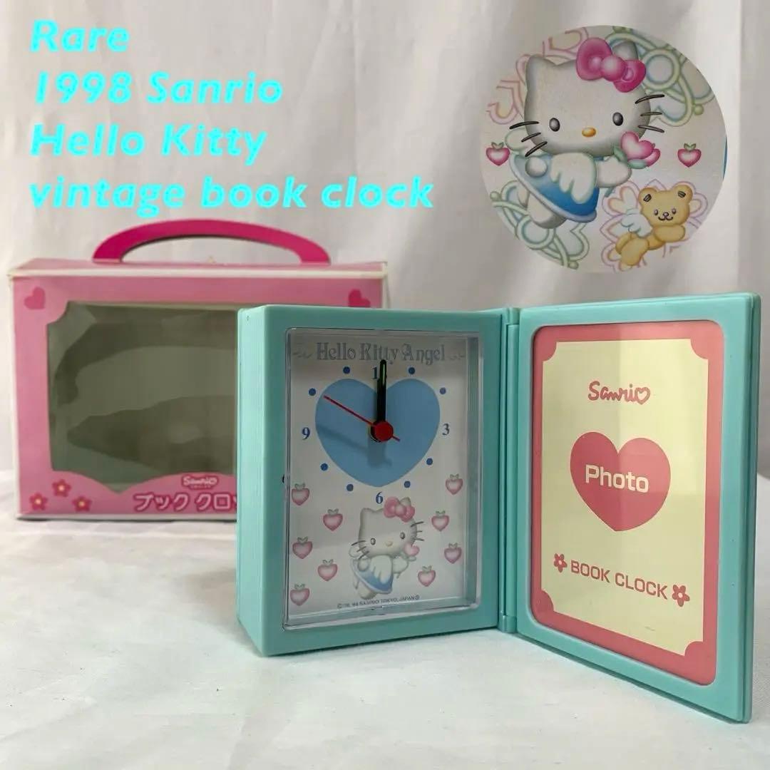 当時物！レア　エンジェル　キティ ブッククロック 置時計 写真 本型　1998