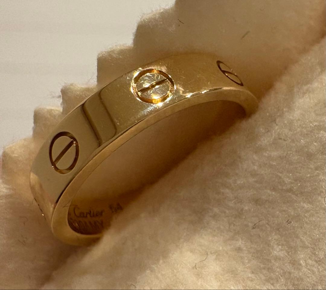【美品・付属品あり】Cartier ラブリング K18YG ダイヤ1P 14号