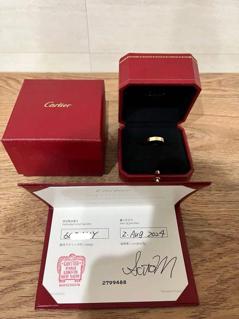 【美品・付属品あり】Cartier ラブリング K18YG ダイヤ1P 14号