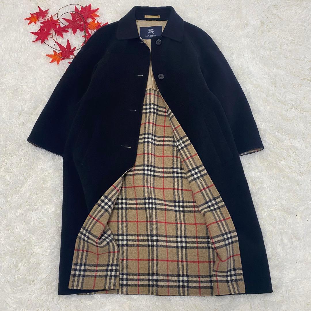 バーバリーロンドン　BURBERRYステンカラーコート　羊毛 カシミヤM 黒