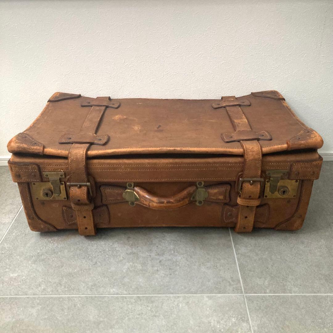 超特大 ヴィンテージ レザートランクケース トランクバッグ 73cm×41cm⑥