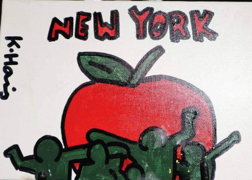 K*T様 油彩画 キースへリング 画題「ニューヨーク」鑑定書付き 裏書